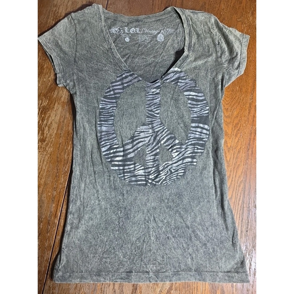 Lol Vintage T Shirt Fitted Medium Peace Y2K Boho Thin Babydoll Grunge Fairy